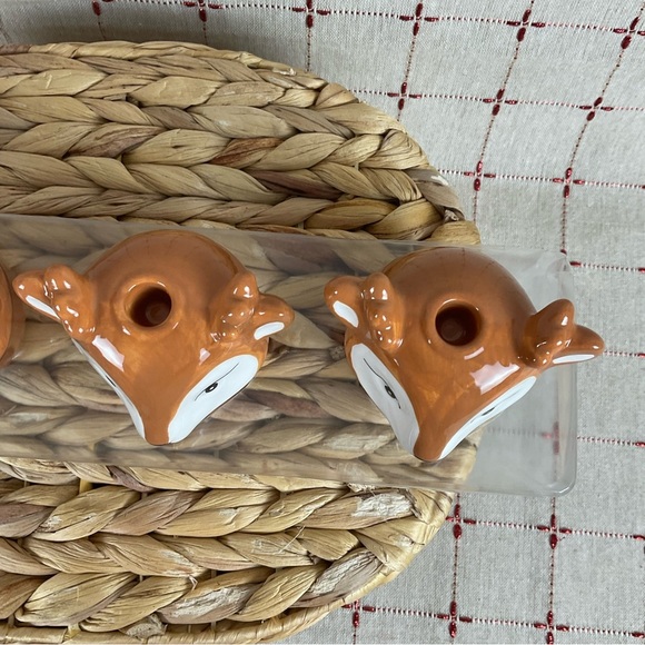 “H for Happy" SET OF 4 Ceramic Reindeer Taper Candle Holders New Holiday Deco - Picture 13 of 15